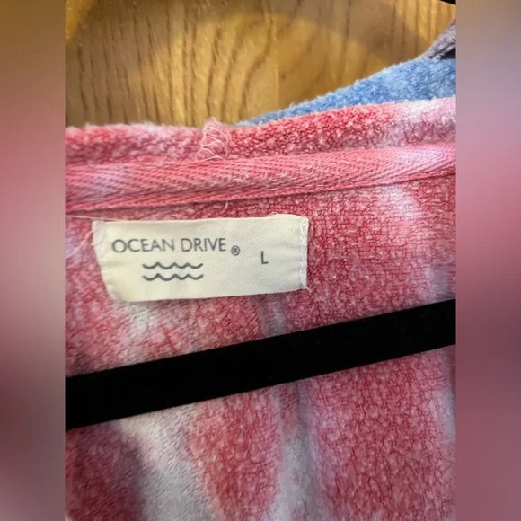 Ocean Drive tie dye Santa Cruz split neck hoodie L - Picture 3 of 6